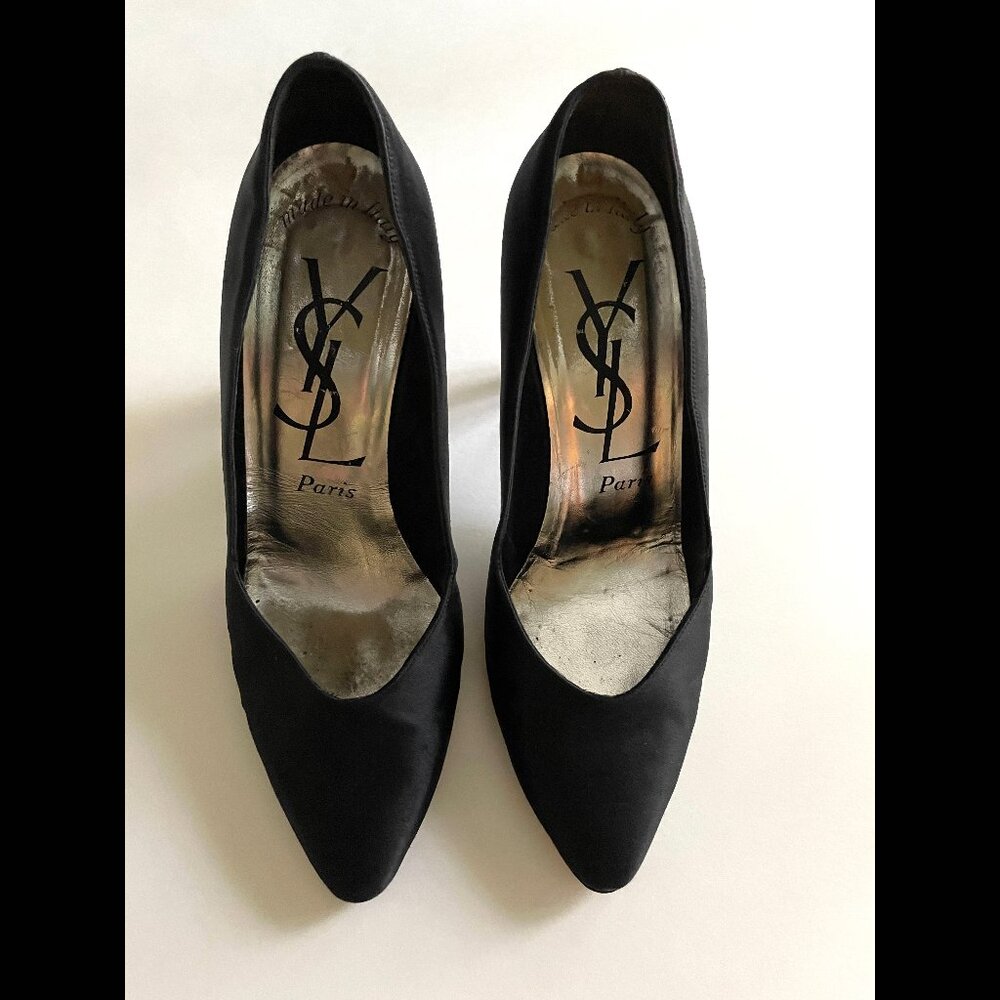 Yves Saint Laurent - YSL - Satin Evening Pumps - Black